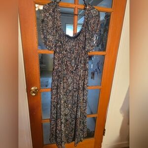 Midi Mesh Off Shoulder Floral Bohemian Maxi Dress NWT